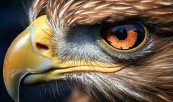 AI generated Close up of golden eagle's eye. Selective focus on the eye. photo