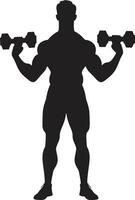 Dumbbell Dynamo Man Workout Icon Flex Force Vector Dumbbell Emblem