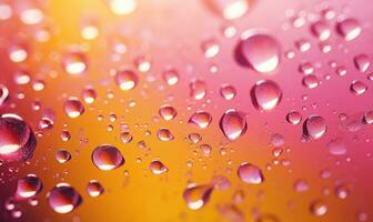 AI generated Water drops on a colorful background. Shallow depth of field. photo