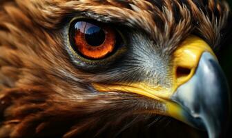 AI generated Portrait of a Red-tailed hawk, close-up. Close-up portrait of a golden eagle eye photo