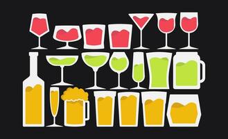 Drinking Glass Cartoon Set vector