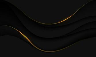 Abstract gold line curve on black shadow overlap design modern futuristic luxury creative background vector