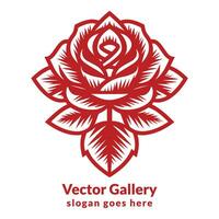 Red rose tattoo style on white background vector
