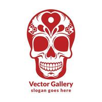 Vector skull red hand drawn sketch