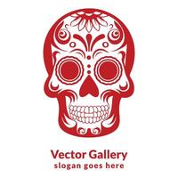 Vector skull red hand drawn sketch