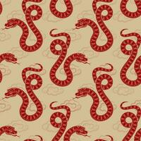 Seamless pattern with Asian elements for happy Chinese new year of the Snake 2025 vector