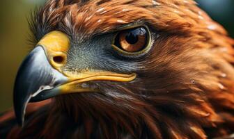 AI generated Close up of golden eagle's eye. Selective focus on the eye. photo