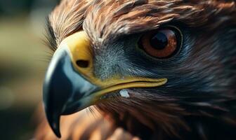 AI generated Portrait of a Red-tailed hawk, close-up. Close-up portrait of a golden eagle eye photo