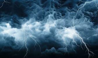 AI generated Lightning in the night sky. Thunderstorm and lightning in the night sky. photo