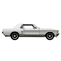 White retro flat classic car, transparent background, outlines, minimalistic, isolated png