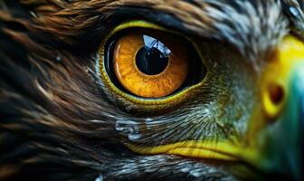 AI generated Portrait of a Red-tailed hawk, close-up. Close-up portrait of a golden eagle eye photo