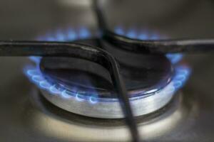 Close up shot of the gas burner from the gas cooker. Household photo