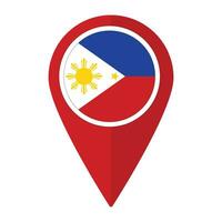 Philippines flag on map pinpoint icon isolated. Flag of Philippines vector