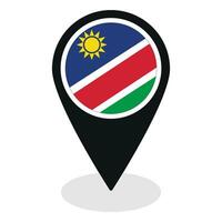 Namibia flag on map pinpoint icon isolated. Flag of Namibia vector