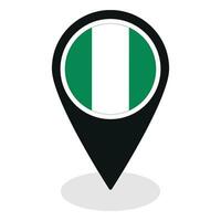 Nigeria flag on map pinpoint icon isolated. Flag of Nigeria vector
