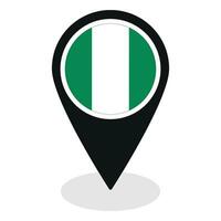 Nigeria flag on map pinpoint icon isolated. Flag of Nigeria vector