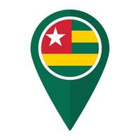 Togo flag on map pinpoint icon isolated. Flag of Togo vector