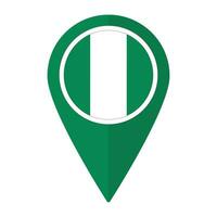 Nigeria flag on map pinpoint icon isolated. Flag of Nigeria vector