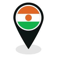 Niger flag on map pinpoint icon isolated. Flag of Niger vector