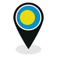 Palau flag on map pinpoint icon isolated. Flag of Palau vector