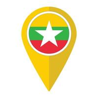 myanmar bandera en mapa determinar con precisión icono aislado. bandera de myanmar vector