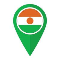 Niger flag on map pinpoint icon isolated. Flag of Niger vector