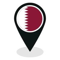 Qatar flag on map pinpoint icon isolated. Flag of Qatar vector