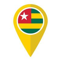 Togo flag on map pinpoint icon isolated. Flag of Togo vector