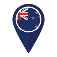 New Zealand flag on map pinpoint icon isolated. Flag of New Zealand vector