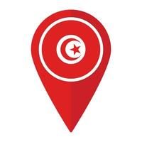 Tunisia flag on map pinpoint icon isolated. Flag of Tunisia vector