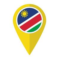 Namibia bandera en mapa determinar con precisión icono aislado. bandera de Namibia vector