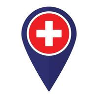 Switzerland flag on map pinpoint icon isolated. Flag of Switzerland vector