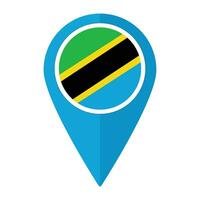 Tanzania bandera en mapa determinar con precisión icono aislado. bandera de Tanzania vector