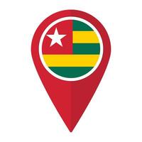 Togo flag on map pinpoint icon isolated. Flag of Togo vector