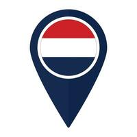 Netherlands flag on map pinpoint icon isolated. Flag of Netherlands vector