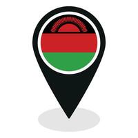 Malawi flag on map pinpoint icon isolated. Flag of Malawi vector