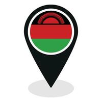 Malawi flag on map pinpoint icon isolated. Flag of Malawi vector