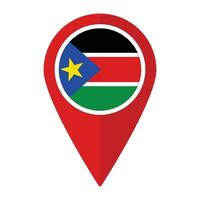 South Sudan flag on map pinpoint icon isolated. Flag of South Sudan vector