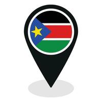 South Sudan flag on map pinpoint icon isolated. Flag of South Sudan vector