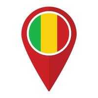 Mali flag on map pinpoint icon isolated. Flag of Mali vector