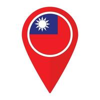 Taiwan flag on map pinpoint icon isolated. Flag of Taiwan vector