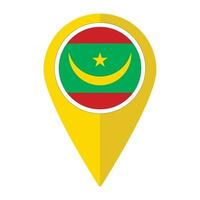 Mauritania bandera en mapa determinar con precisión icono aislado. bandera de Mauritania vector