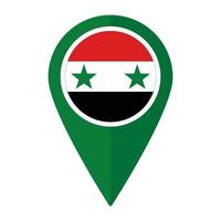 Siria bandera en mapa determinar con precisión icono aislado. bandera de Siria vector