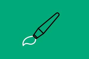 Paint brush line concept icon. Flat Vector illustration. Isolated on green background.