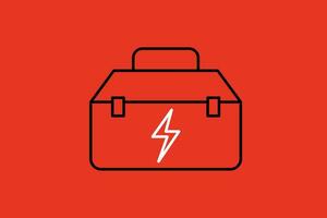 Toolbox icon. Toolbox vector icon on red background. Vector illustration.