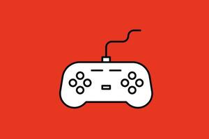 Gamepad icon in flat art style. Game controller vector illustration on red background.