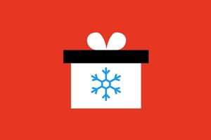 Gift box icon. Vector illustration. Isolated on red background.