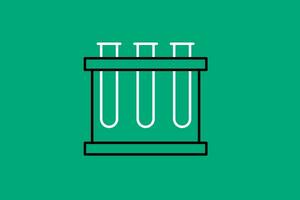 Test tube line concept icon in flat style. Flat Vector illustration on green background.