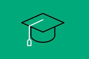 Graduation cap icon. Graduation cap isolated on green background. Vector illustration