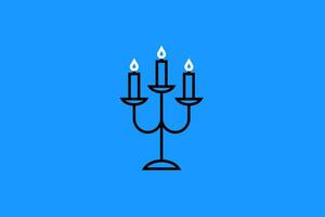 Candlestick with candles line icon. Vector illustration in outline style